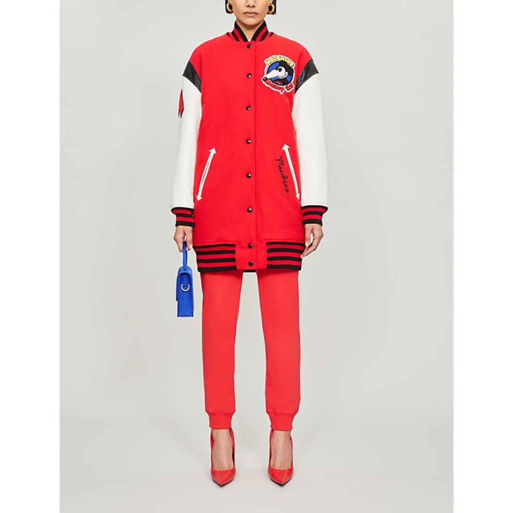 Moschino Mickey Rat Wool Blend Varsity Jacket